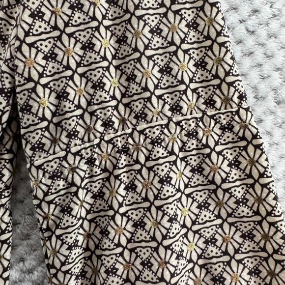 Y2K Suzie in the City Top Womens M Brown Gold Babydoll V-Neck Flared Long Sleeve - Picture 11 of 16